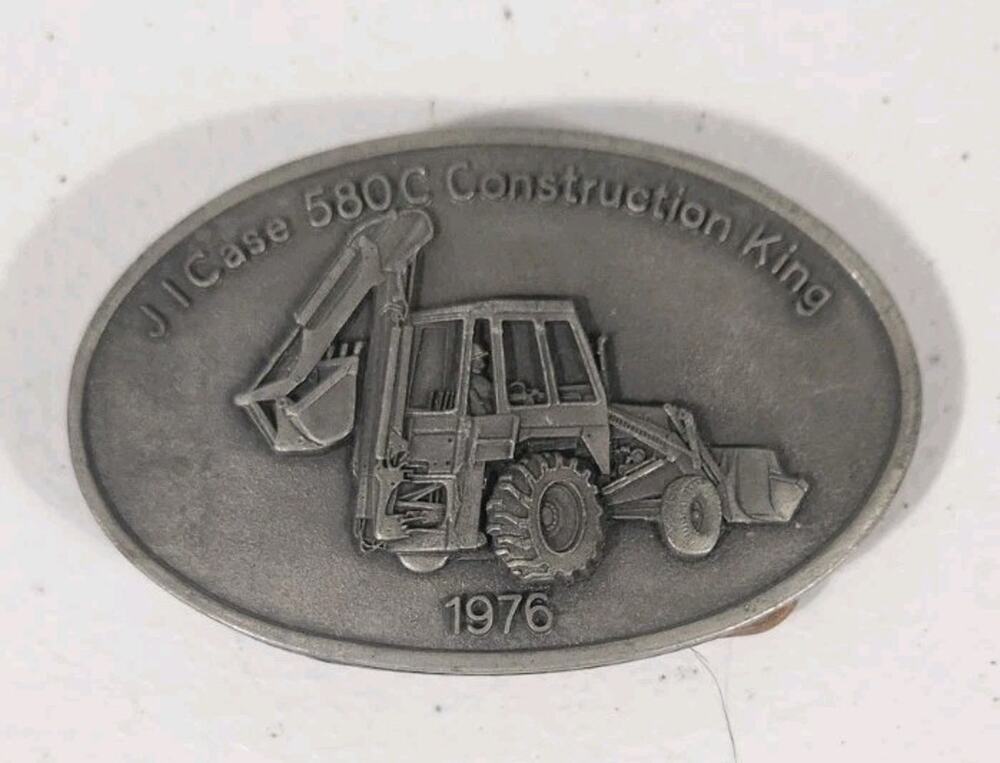Case Construction King 580C Loader Backhoe Tractor Pewter Belt Buckle 1976 1975